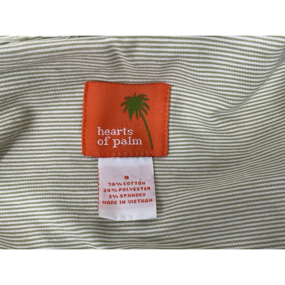Hearts Of Palm Decorative Front Buttons Striped Basic Jacket Womens Size 8 Green